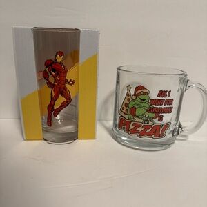 Kids Character Drinking Glasses, set of 2 - Iron Man & Ninja Turtles